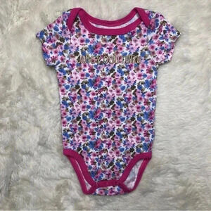 Juicy Couture Diaper Shirt Onesie Pink  & Blue Floral Size 0-3 Months